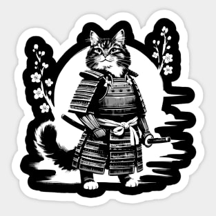 Kawaii Cat Anime Japanese Retro Samurai Novelty Funny Cat Sticker